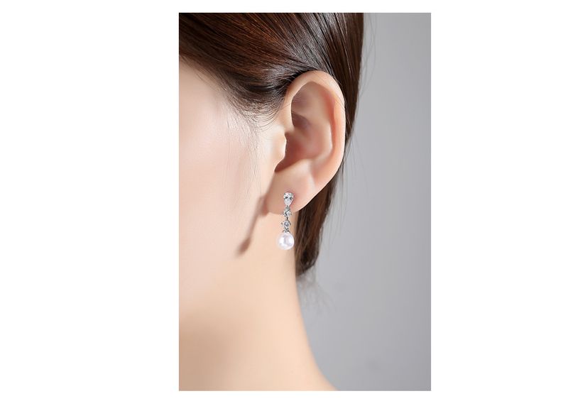 Elegante Tropfenohrringe mit Perlen und Zirkonia für Damen, für Hochzeiten, Partys und den Alltag, minimalistisches geometrisches Design, Geschenkohrringe für das Brautbankett_voghion.com