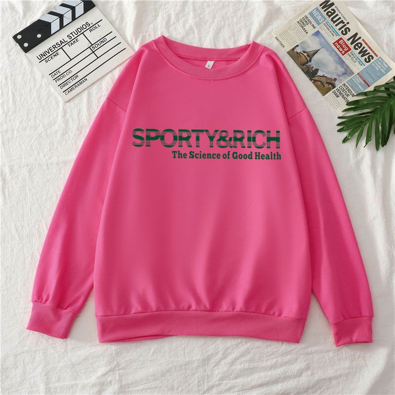 Felpa con cappuccio, stile sportivo, alla moda, casual, girocollo, in cotone, per donna_voghion.com