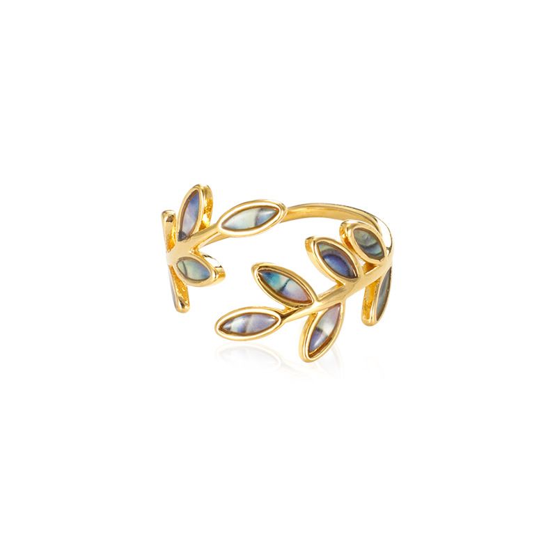 Bague ouverte originale rétro de style chinois, style marée nationale, émail, feuilles colorées, design antique, tempérament, bijoux polyvalents pour femmes_voghion.com