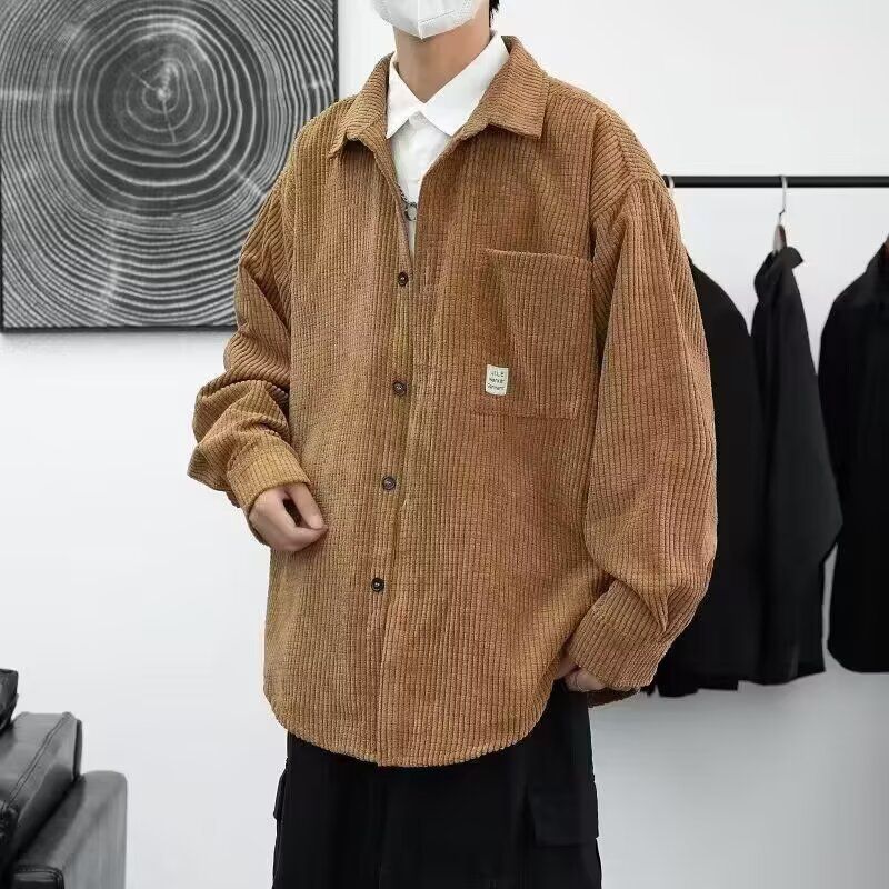 Herrkläder Plusstorlekar Manchesterskjorta Långärmad Skjorta Retro Ledig Stor Storlek Casual Skjorta Tjock Trendig Snygg Jacka_voghion.com