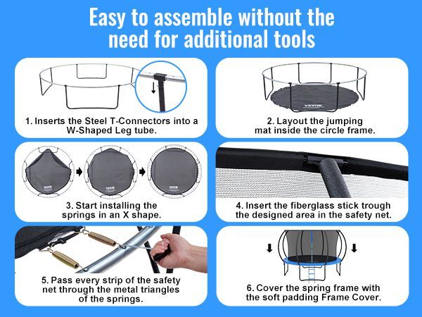 VEVOR 12FT Trampoline, 400 Lbs Trampoline With Enclosure Net, Ladder, And Curved Pole, Heavy Duty Trampoline With Jumping Mat And Spring Cover Padding, Outdoor Recreational Trampolines For Kids Adults_voghion.com