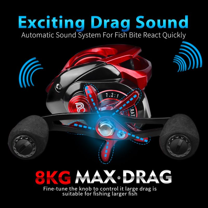 Long Casting Water Drop 3+1BB Magnetic Brake Lure 7.2:1 Anti-Line Explosion Black Fishing Reel_voghion.com