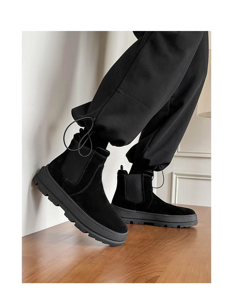Couple Casual Chelsea Boots Thick-soled Height Increasing Tooling Boots Sleeve Martin Boots_voghion.com
