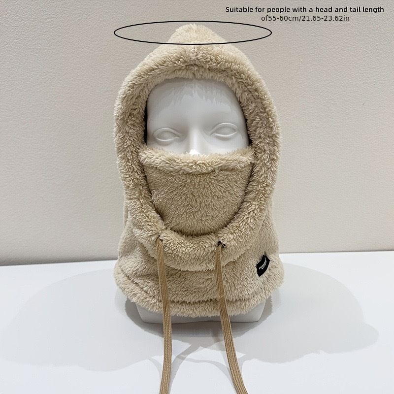 Maglione invernale da sci foderato in pile spesso con scaldacollo e maschera da donna, protezione per le orecchie, cappello antivento in cotone per_voghion.com