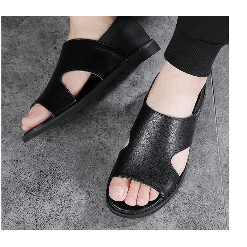 Driving Sandals Multi-purpose Mens Trend Korean Roman Cowhide Beach Shoes Large_voghion.com