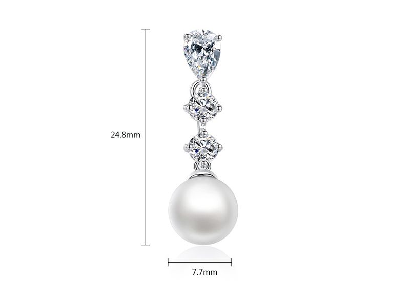 Elegante Tropfenohrringe mit Perlen und Zirkonia für Damen, für Hochzeiten, Partys und den Alltag, minimalistisches geometrisches Design, Geschenkohrringe für das Brautbankett_voghion.com
