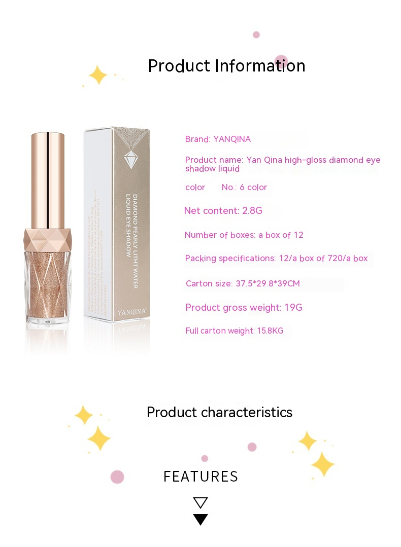YANQINA Liquido lucido Perla Lucentezza Polvere Colore Trucco Ombretto monocromatico Cosmetici_voghion.com