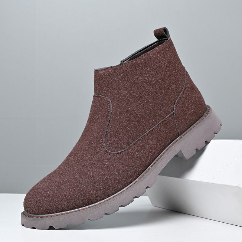 Suitable For All Seasons Men's Large Size British Style High-top Leather Shoes Fashion Trend Casual Suede Boots_voghion.com