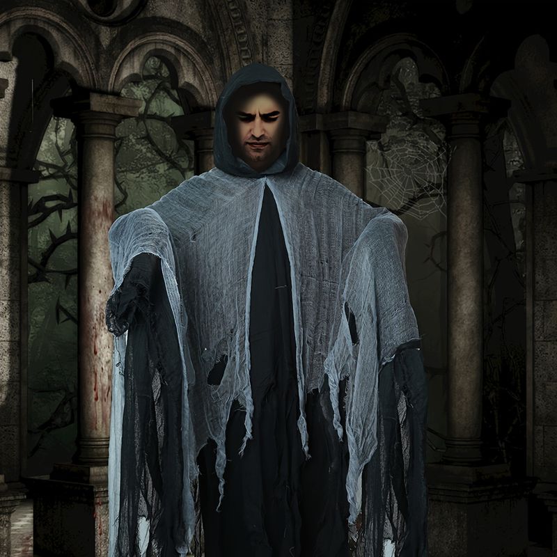 1pc Spooky Halloween Costume Cloak - Skeleton, Ghost, Zombie Themed Outfit with Mask and Accessories - Chamber of Secrets, and Haunted House Parties_voghion.com