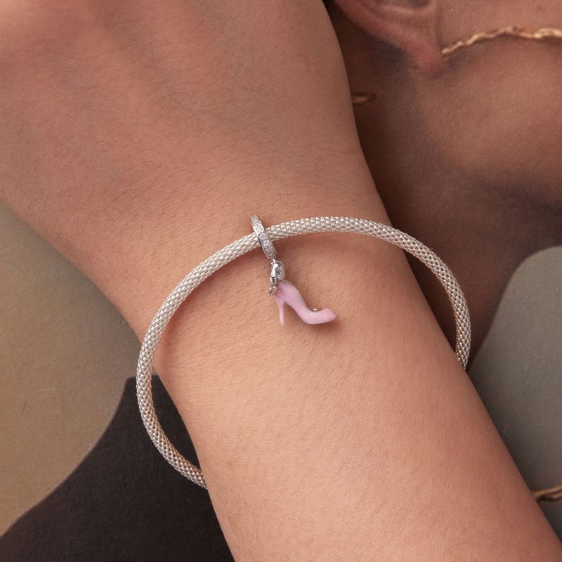 Rosa High Heels Anhänger Charm, Sterling Silber Charm Perlen_voghion.com