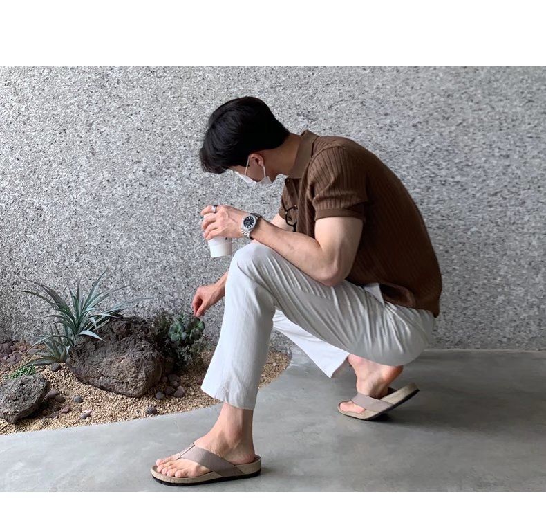 Roupas masculinas de verão, nova versão de camisa polo masculina slim de seda gelada, manga curta, camiseta masculina listrada de malha com lapela, leve e luxuosa britânica_voghion.com