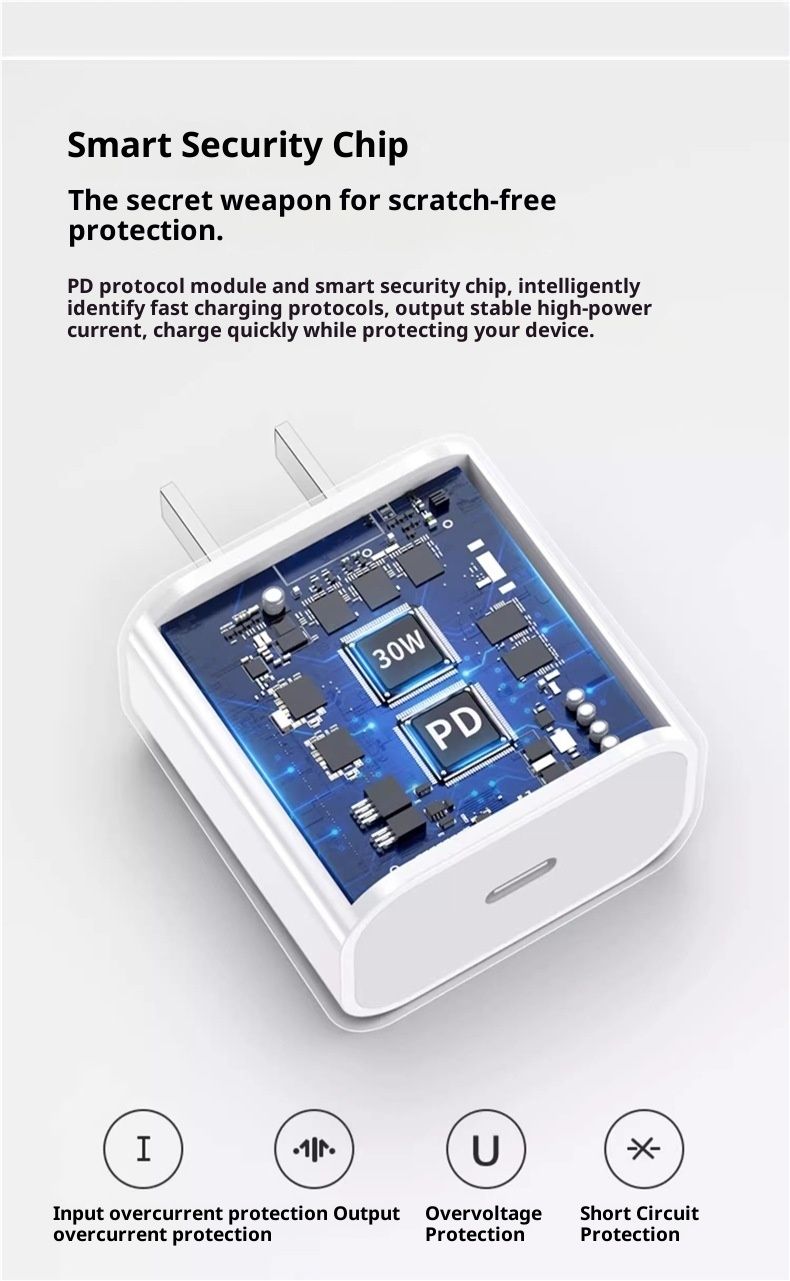 Compatible With 30W 20W Mobile Phone Fast Charger PD Charging Cable Type-C Interface Plug_voghion.com