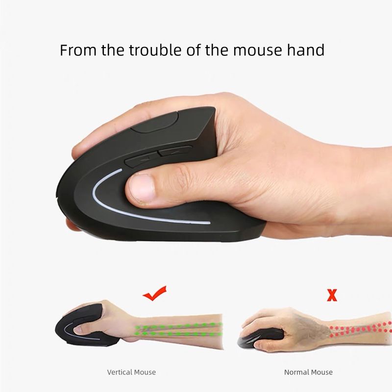 Souris ergonomique sans fil, filaire, verticale, rechargeable, pour ordinateur portable et de bureau_voghion.com