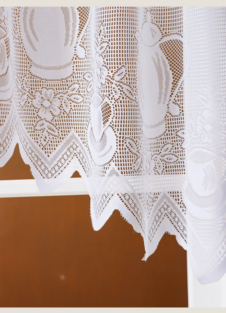 Lace Café Curtain – Polyester Sheer Panel, Dust-Proof & Decorative Partition, No-Drill Hanging (150x100cm/200x100cm, White/Pink/Green)_voghion.com