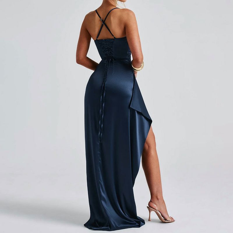 Damenbekleidung Hochwertiges rückenfreies Kleid mit Hosenträgern und Schlitz, heißes Mädchenkleid, langer Rock, Neujahrs-Kampfgewand_voghion.com