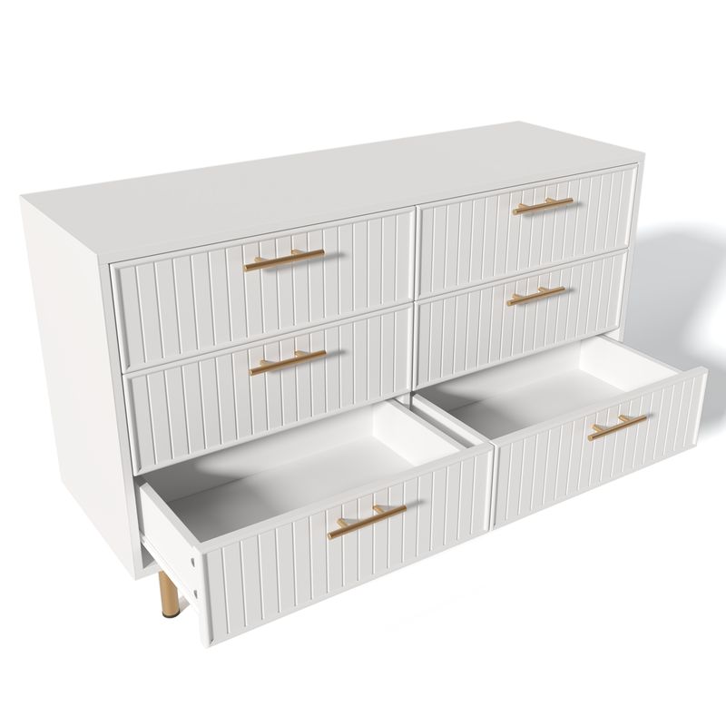 Commode 6 tiroirs, meuble haut blanc pour chambre et salon, 75 x 120 x 40 cm_voghion.com