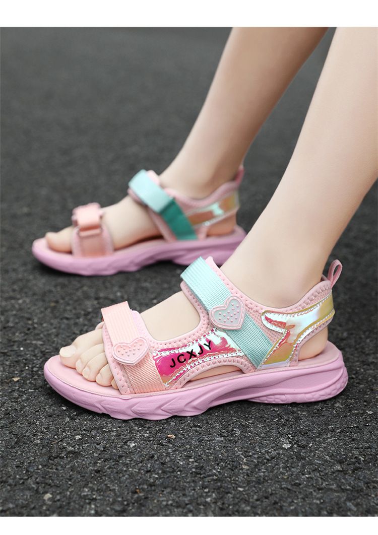 266 Scarpe estive da principessa per bambini, con punta aperta, in velcro, per bambini, per la scuola primaria e secondaria_voghion.com