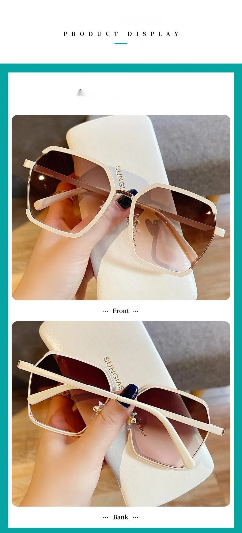 Lunettes à grande monture en métal pour femmes, version coréenne, haut de gamme, couleur changeante progressivement, UV, best-seller 2024_voghion.com