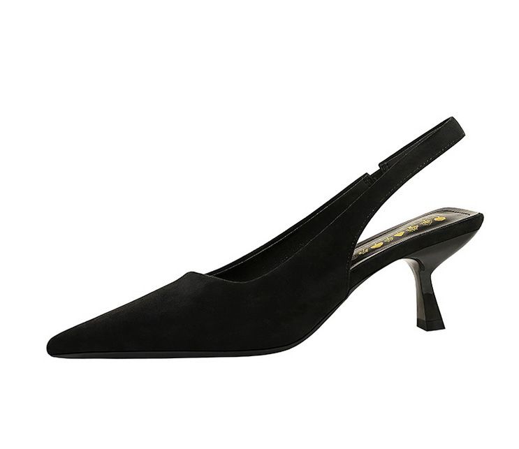 8295 Suede High-heeled Shoes With Pointed Hollowed Out Wine Glass Heel , Shallow Back Strap, Plain Single Shoe For_voghion.com