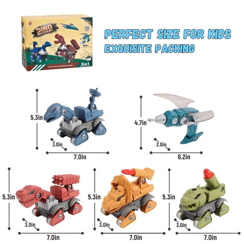 5 Pack Dinosaur Toys For Kids Age 3+, Take Part Toys Dinosaur STEM Building Toys Set For Toddler_voghion.com
