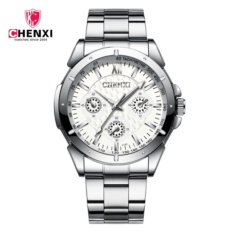 CHENXI Orologi da polso da uomo e da donna, con cinturino in acciaio, impermeabili al quarzo, con tre indicatori decorativi, di marca, per coppie_voghion.com
