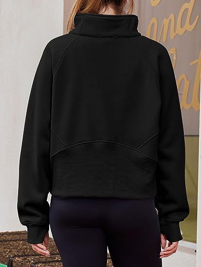 Felpa in pile con foro per il pollice, collo alto e mezza zip da donna Lulu Yoga Wear 2025_voghion.com