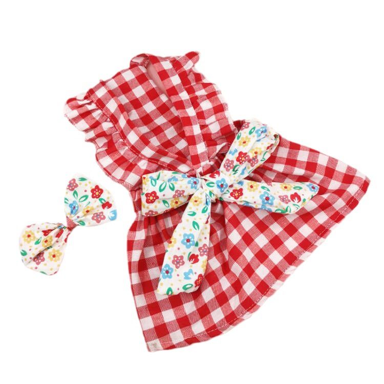 2024 Weihnachten Plaid Bow Kleid Haustier Kleidung Katze Hund Bekleidung_voghion.com