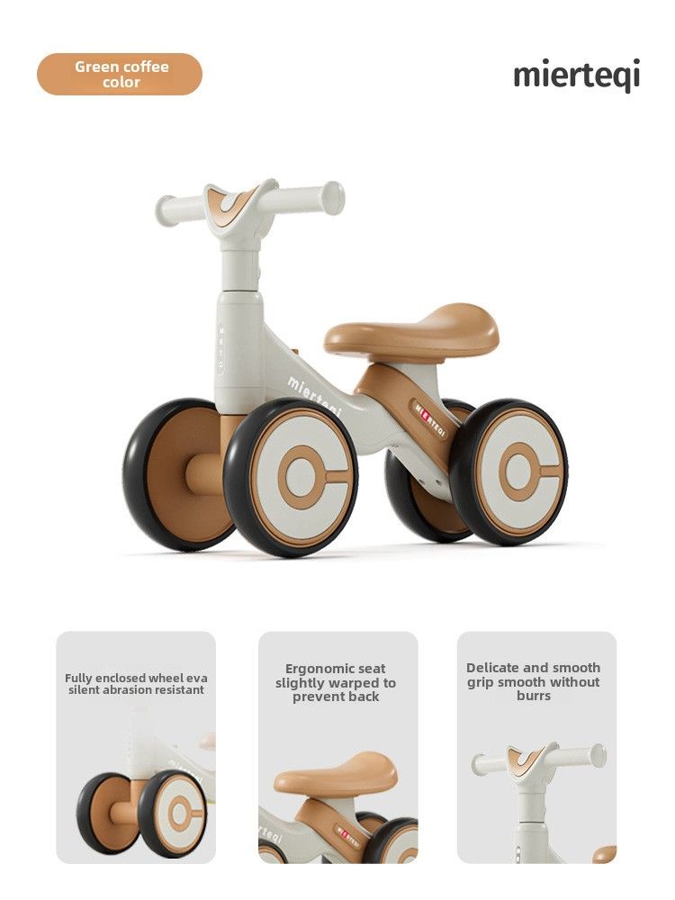 Balansbil för barn utan pedaler 1-3 år gammal sparkcykel Barnsparkcykel Baby Walker fyra hjul_voghion.com