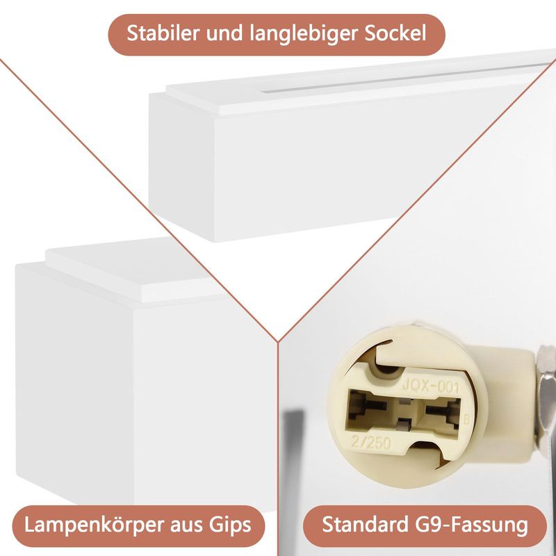 Glitzerlife Wandleuchte Innen Wandlampe Flur - Up And Down Wandleuchten Modern Design G9 Weiß Gipsleuchte Wand Treppenhaus Lampe Für Wohnzimmer Küche 52CM_voghion.com