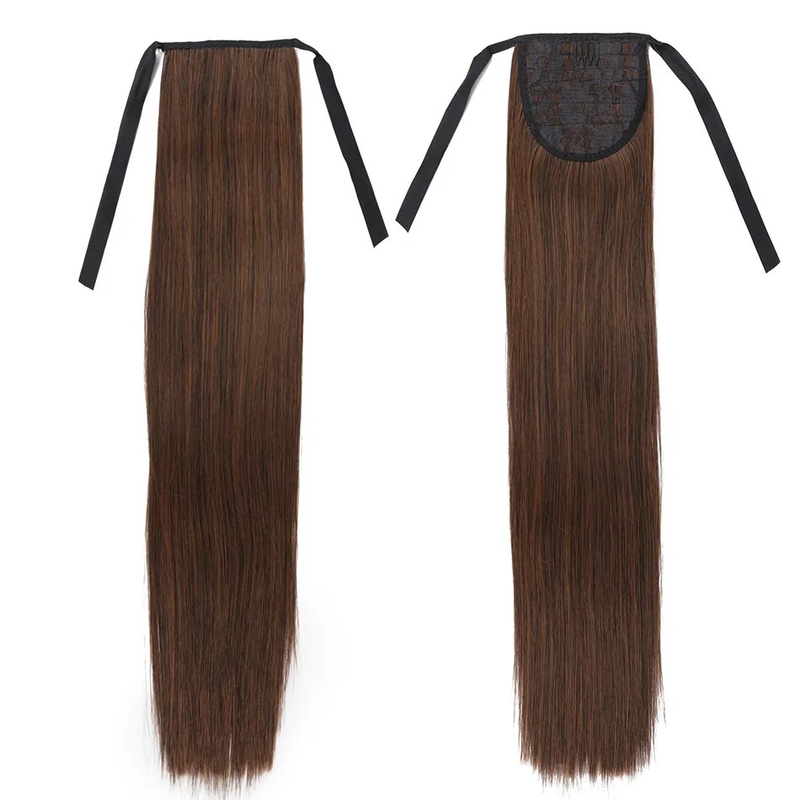 Extensions synthétiques queue de cheval longues et lisses, postiche naturelle résistante à la chaleur de 32 pouces avec Clip pour femmes_voghion.com