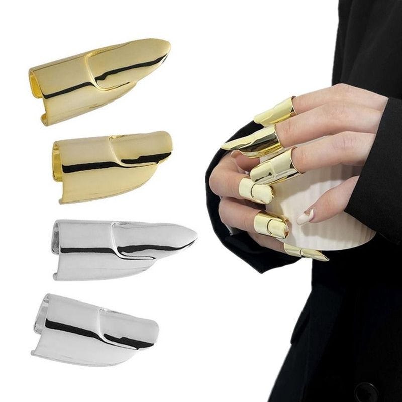 Protezioni punk e per le dita, anelli artificiali, gioielli, regali, anelli per unghie in metallo gotico alla moda_voghion.com