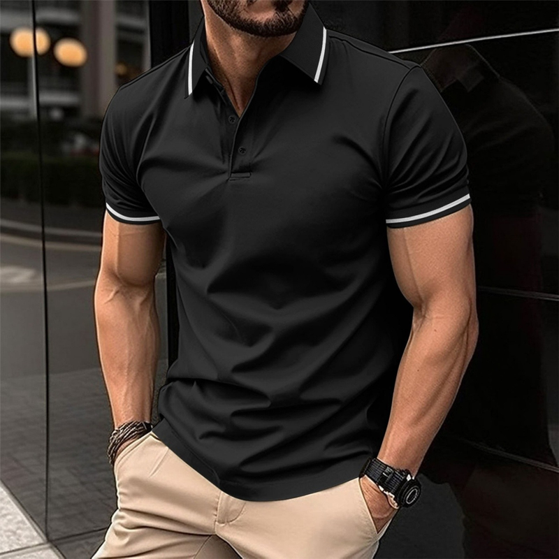 2025 Summer Men Polo T-Shirt Men Casual Polo Shirt Male Short Sleeves Tops Tees Men Solid Pattern Print Button T Shirt_voghion.com