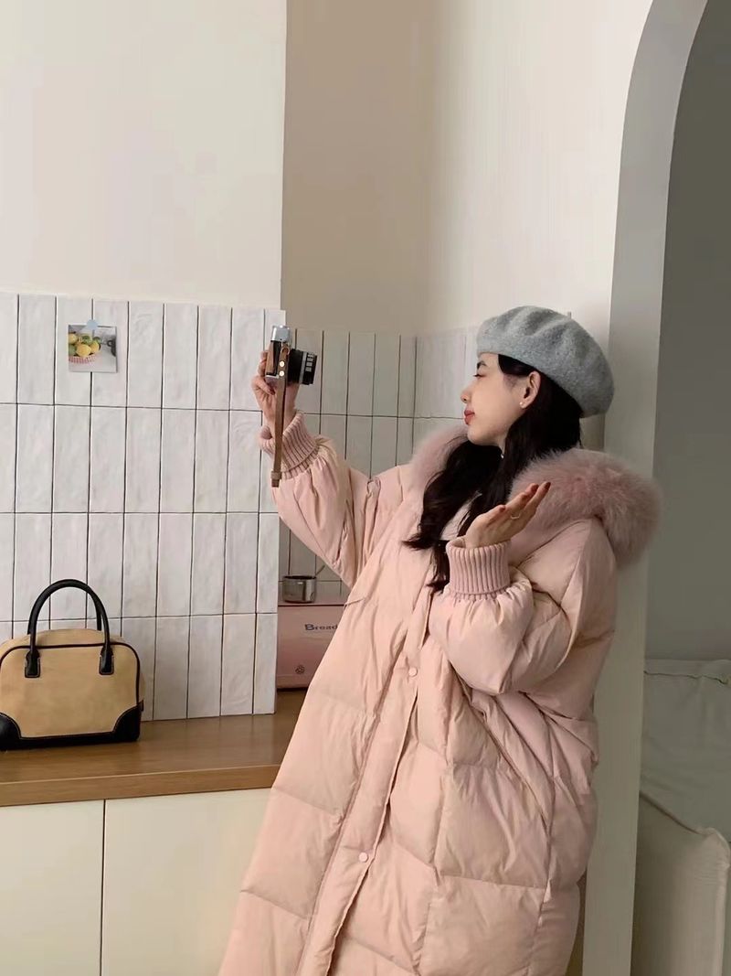 Damenmode lange Kapuzenjacke Warme Jacke_voghion.com