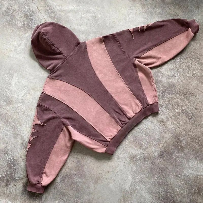 Felpa con cappuccio unisex streetwear con ricamo e patchwork – Pullover oversize alla moda per uomo e donna_voghion.com