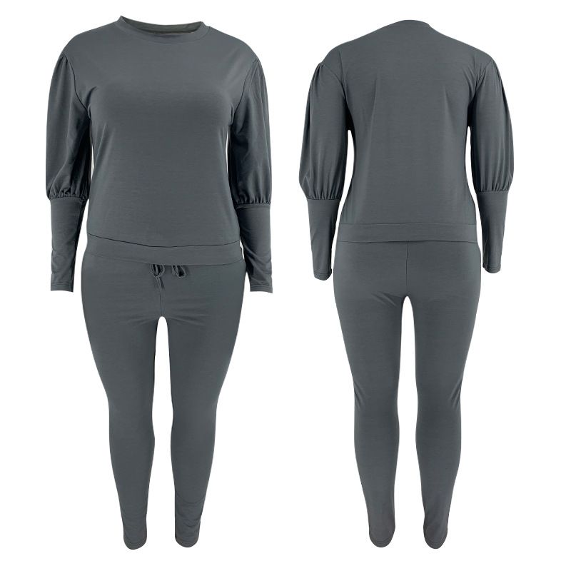 Damen-Strick-Hoodie-Herbst- und Wintermode, lässiger zweiteiliger Damenanzug in Übergröße_voghion.com