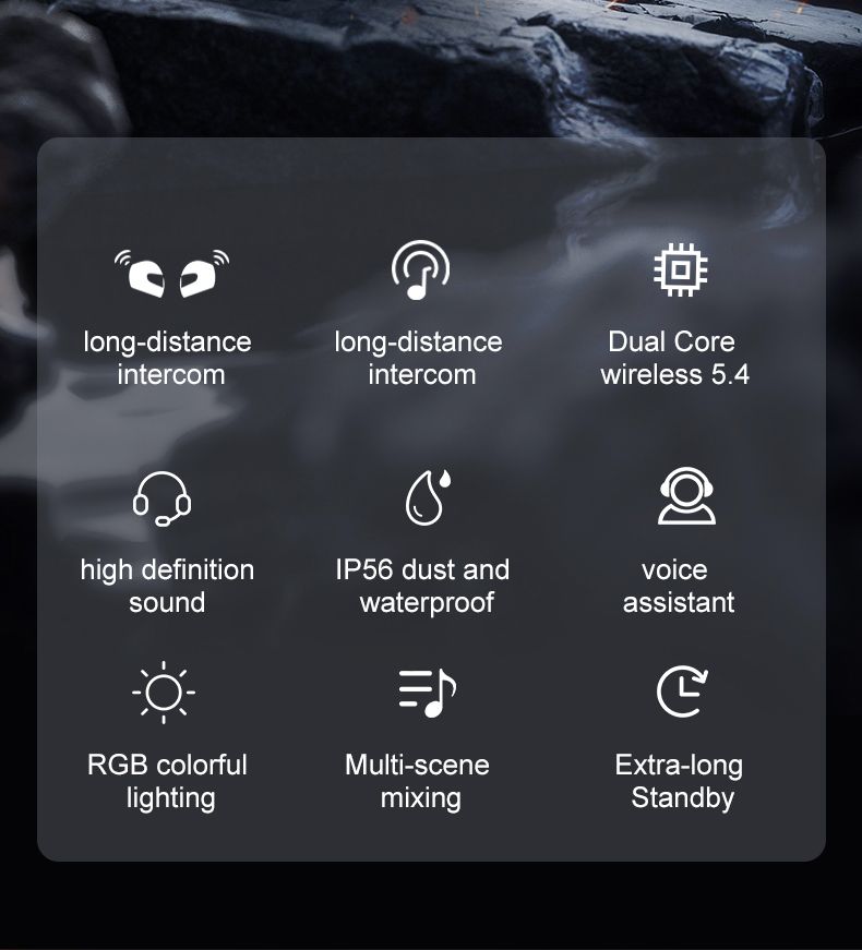 Music Interphone Dual Bluetooth 5.4 Motorcycle Helmet Intercom Headset Waterproof 500m Intercomunicador Speaker Earphone_voghion.com