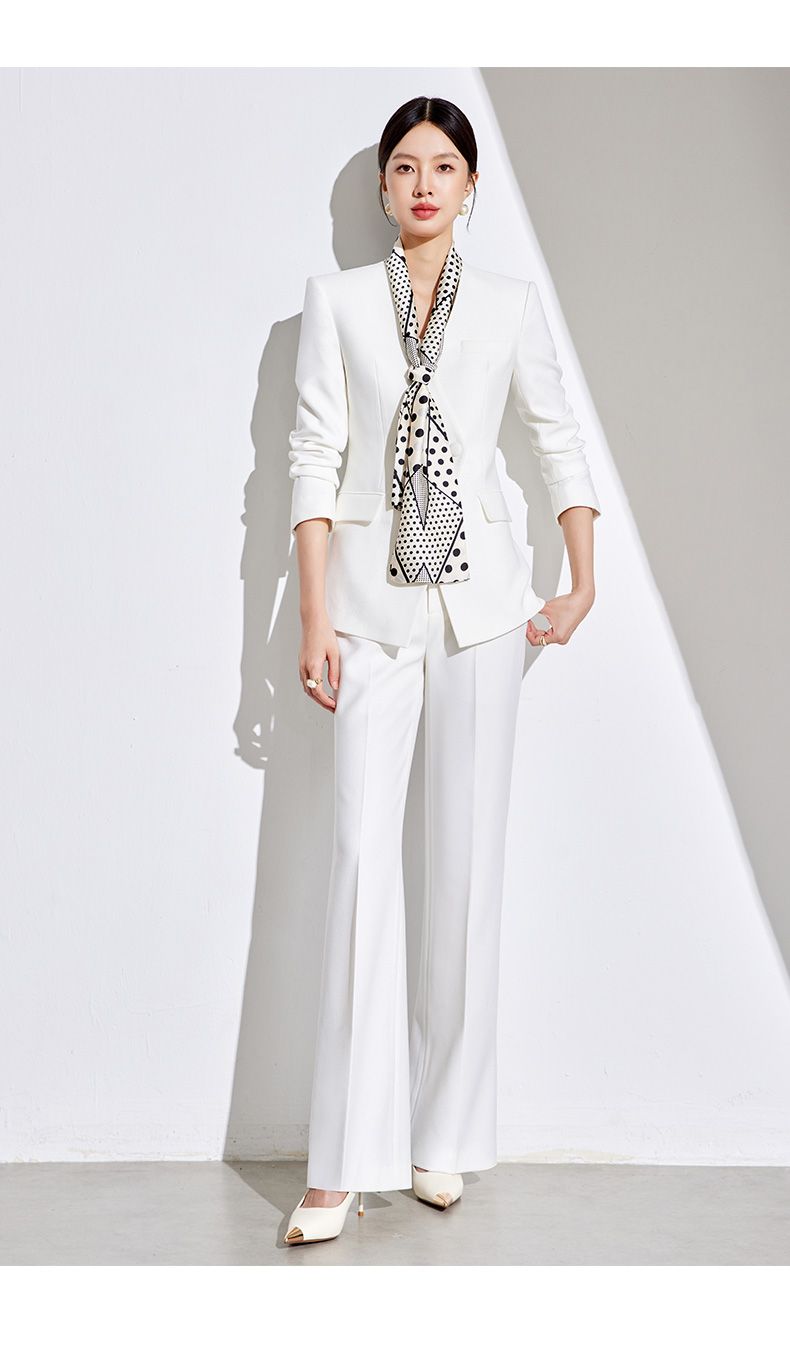 Set Elegant White Classic Fashion High-end Business Office Commuting Two-piece Suit_voghion.com