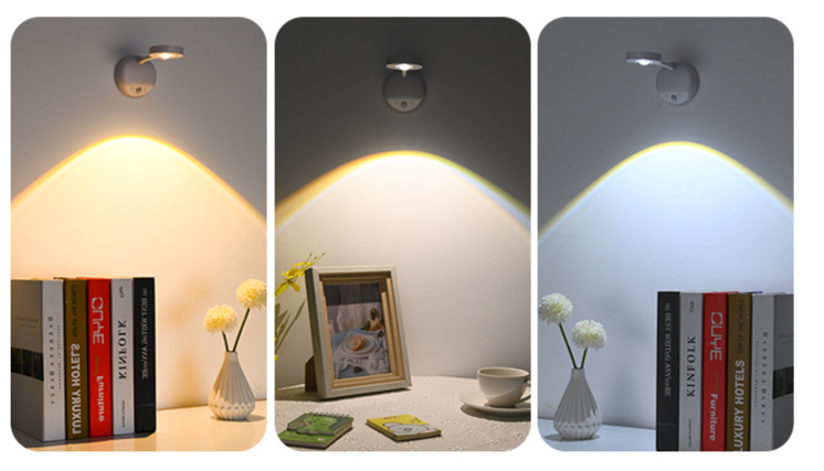 Nouveau projecteur mural d'intérieur sans fil rechargeable à LED avec détecteur de mouvement intelligent et télécommande_voghion.com