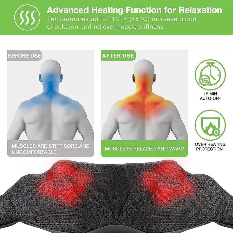 Elektrisches Shiatsu-Rücken-Nacken-Schulter-Massagegerät 3D-Wärmeknet-Körpermassagegerät UK_voghion.com