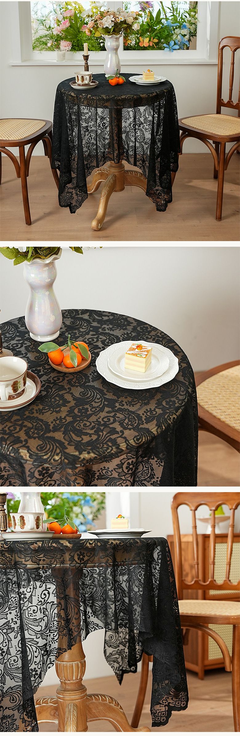 Luxury Lace Tablecloth – Elegant Rectangular Table Cover For Dining, Coffee Table, Café Machine Washable White/Black/Beige/Mint_voghion.com
