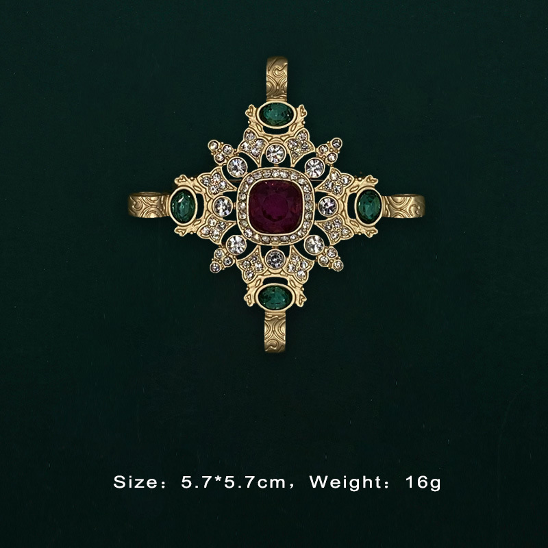 Designer-Stil, Barock-Retro-Gold-Damenbrosche, Edelstein, antike Hofaccessoires_voghion.com