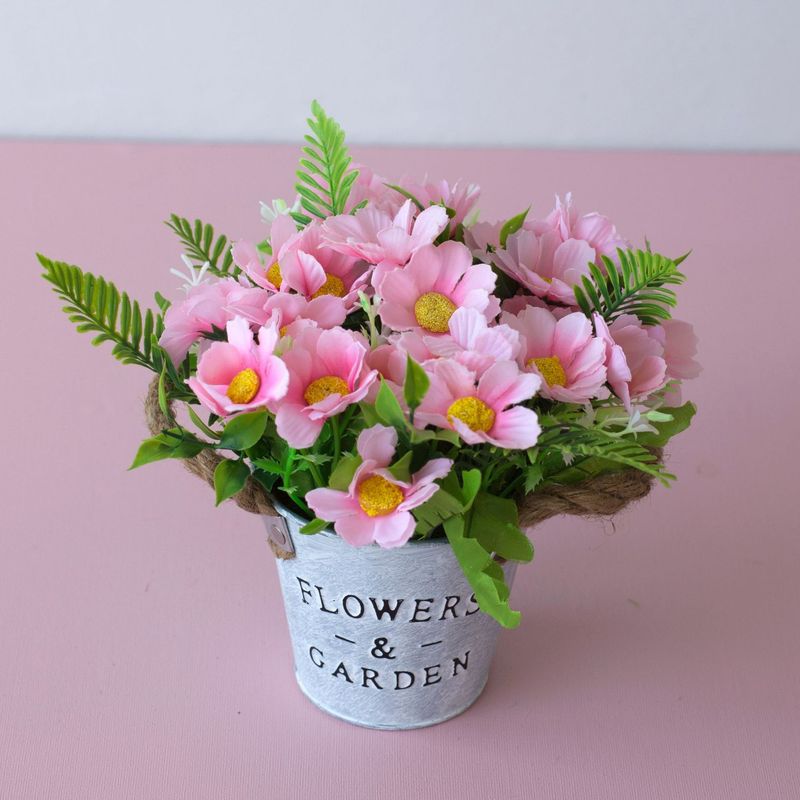 Kleiner Blumeneimer Eisen Blumentopf Weckeimer Haushalt Trockenblumeneimer Blumenarrangement Simulation Blumenset Ornamente Pastorales Retroset_voghion.com