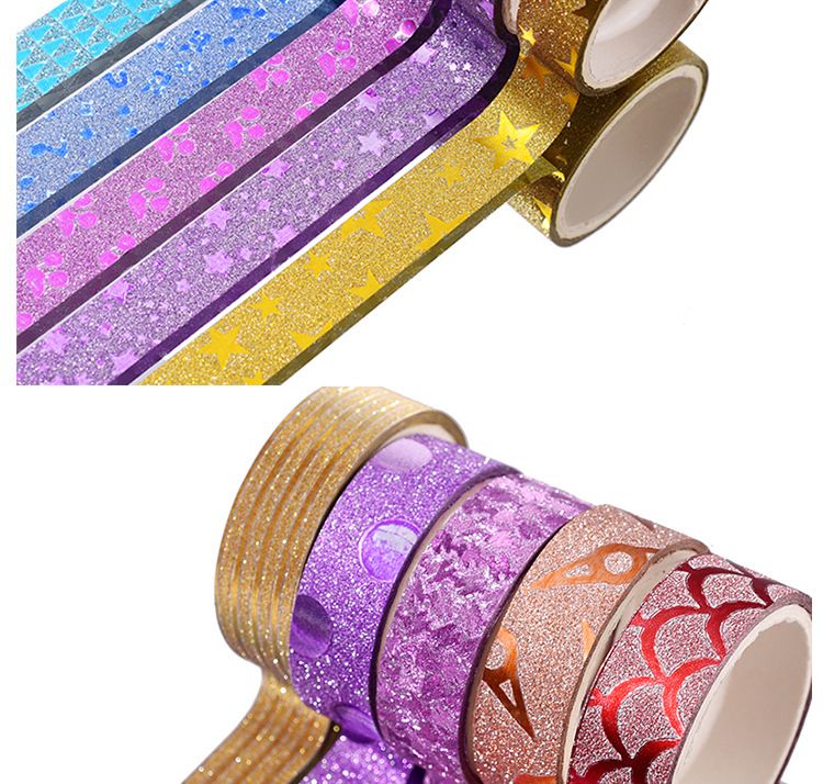 Autocollants décoratifs en ruban pailleté en gros 1,5 cm * 3M 10 rouleaux d'un tube de ruban pailleté_voghion.com