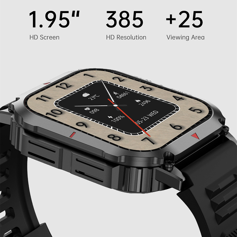DK66 Smart Watch 1,95 inch Smartwatch Fitness Hardloophorloge Bluetooth Temperatuurbewaking Stappenteller Gespreksherinnering Compatibel met Android iOS_voghion.com