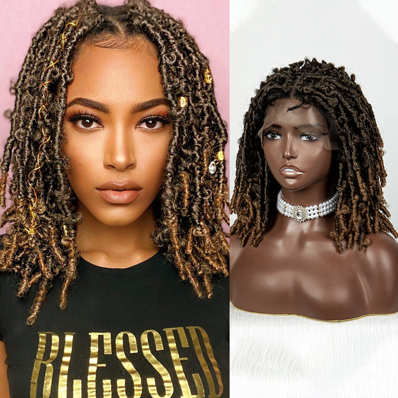 16inch chemical fiber lace braid wig hand braided braid curly hair 9*6 lace wig 180% density women's daily decoration_voghion.com