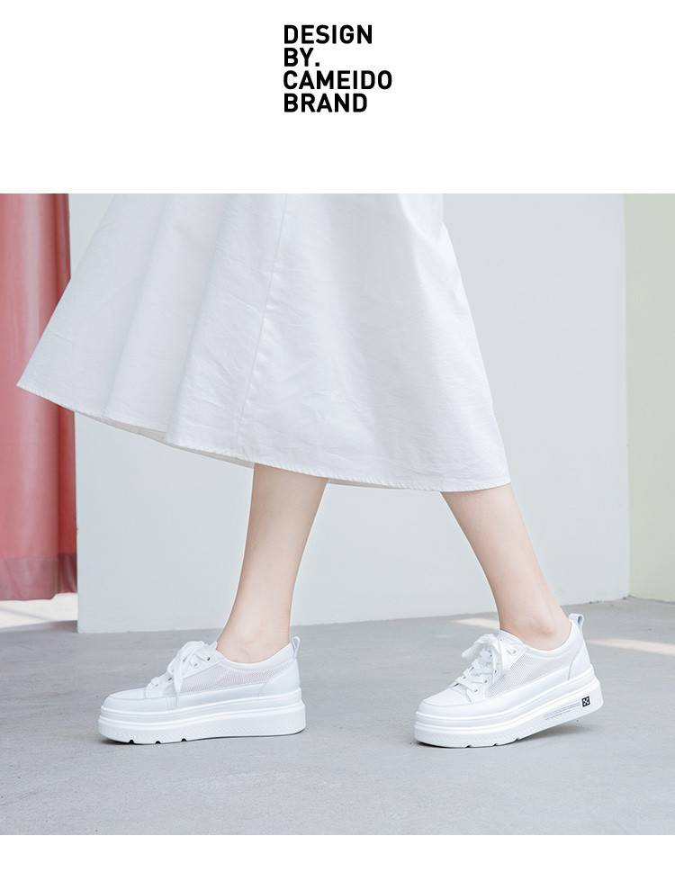 cameido Internet - Famous Thick - Soled White Sneakers For Women. These Versatile Shoes Feature A Breathable Mesh Upper_voghion.com