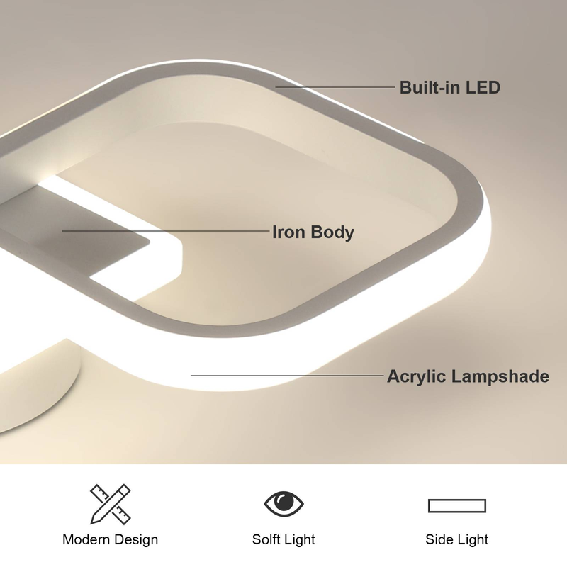 GOECO Acryl LED Deckenleuchte Weiß 40,5x19,5x7,5cm Neutrales Licht 30W Modernes Dekor Für Küche Schlafzimmer_voghion.com