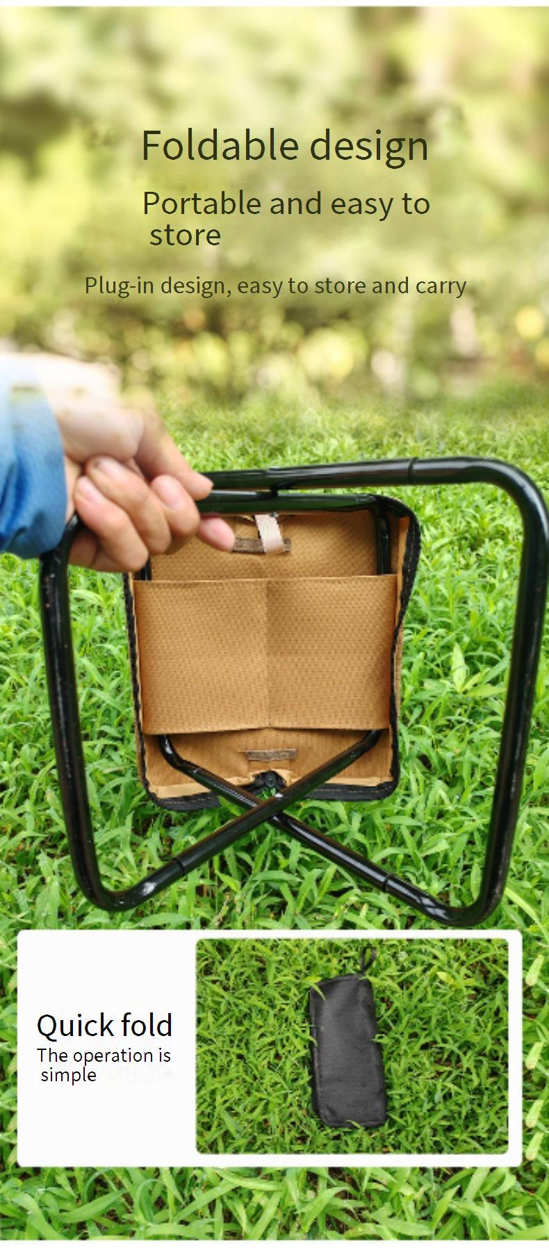 Handbag Foldable Stool - Ultra-Portable Pocket Seat For Fishing Outdoor & Waiting Compact Folding Step Stool With Carry Handle_voghion.com