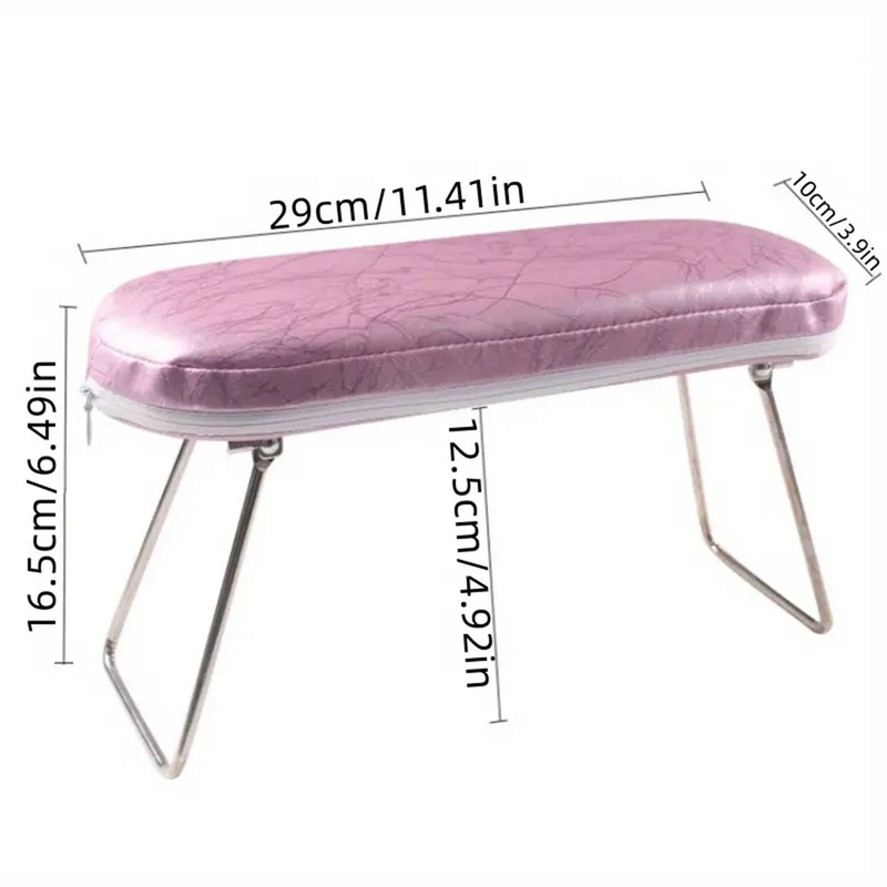 Faltbare Maniküre-Handauflage, Nagelkunstwerkzeug aus PU-Leder mit Streifenmuster, bequemes Armkissen für Nagelstudios, langlebiges Handkissen mit Stützständer_voghion.com