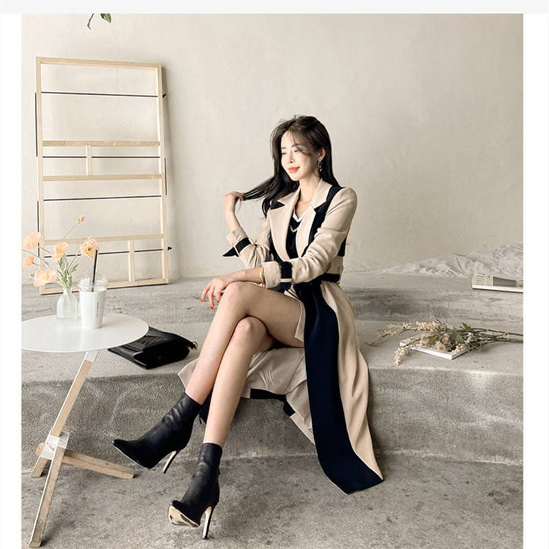 Cappotto lungo da donna con cintura in vita e temperamento da dea_voghion.com
